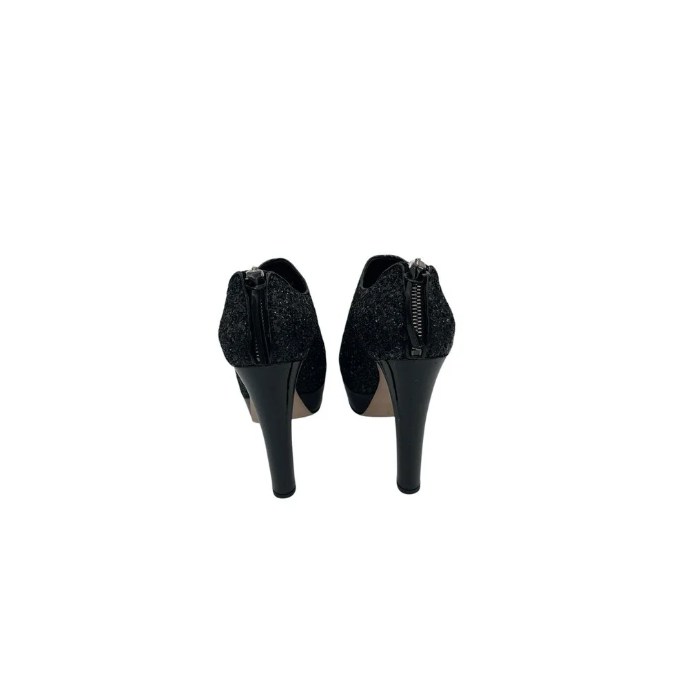Miu Miu Black Glitter Platform Booties Pumps High Heels EU 38 US 8